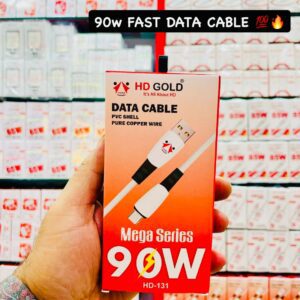 HD GOLD Mega Series HD-131 Data Cable | 90W Fast Charging | Pure Copper Wire & PVC Shell | High-Speed USB to Type-C Cable | 1 Year Guarantee