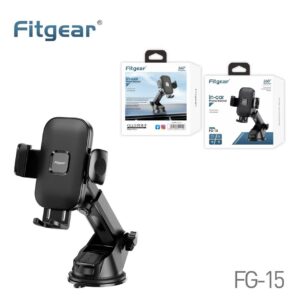 Fitgear FG-15 In-Car Phone Bracket - 360° Rotation Dashboard & Windshield Mount with Extendable Telescopic Arm