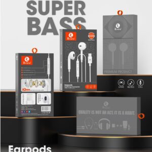 Rivano RN HF-101A Earpods with Lightning Connector - Super Bass, Built-in Mic & Volume Control