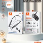 Rivano RN BT-66 Wireless Bluetooth Neckband – 20H Music Time, Low Latency, ENC, & Magnetic Buds