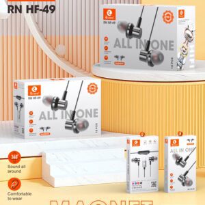 Rivano RN HF-49 Type-C Wired Earphones – Magnetic Adsorption with Professional Microphone