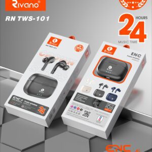 Rivano RN TWS-101 Crown Series Wireless Earbuds – 24 Hours Music Time, ENC Noise Reduction, iOS Compatible