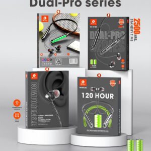 RN BT-88 Dual-Pro Series Bluetooth Neckband with 120H Playback, Dual-Side Batteries, & 2500H Standby