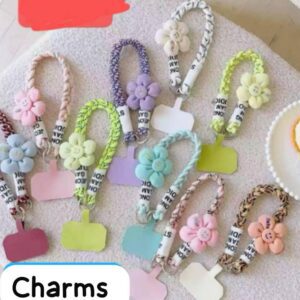 Universal Braided Rope Phone Lanyard & Wrist Strap with Smiley Flower Charm – Crossbody Neck Strap for All Smartphones