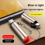 Portable USB Type-C Mini Cigarette Lighter – Blow-to-Light, Plug-and-Play Keychain Lighter