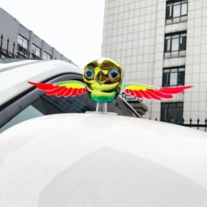 Whimsical Wind-Powered Car Ornament – Flapping Bird Dashboard & Wing Mirror Decor