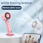 T-10 Handheld Mini Fan, Portable USB Rechargeable Fan With Base - 3 Speed Powerful & Quiet Personal Cooling Blower for Travel/Makeup/Outdoor, Cute Gifts