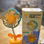 Yi Yang Sunflower Desktop Fan - Cute Potted Flower Design, 2-Speed Adjustable Personal Cooling Fan, USB Rechargeable with Flexible Gooseneck