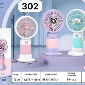 Model 302/T300 Pocket-Sized Handheld Fan: USB Charging Portable Personal Fan with 2-in-1 Handheld & Desk Stand Design