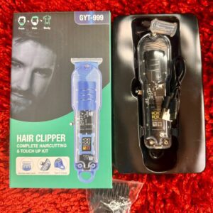 GYT-999 Professional Transparent Hair Clipper - Type-C Rechargeable Trimmer with LCD Display