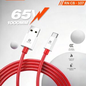 Rivano RN CB-107: 65W Fast Charge Type-C Pure Copper Cable - 1000mm Red