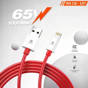 Rivano RN CB-107: 65W Fast Charge iPhone Lightning Cable - 1000mm Pure Copper Red Cable