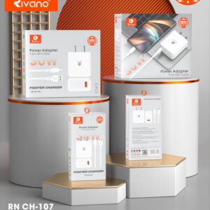 Rivano RN CH-107 30W Fighter Fast Charger with Type C USB Cable - High-Speed Power Adapter for Android