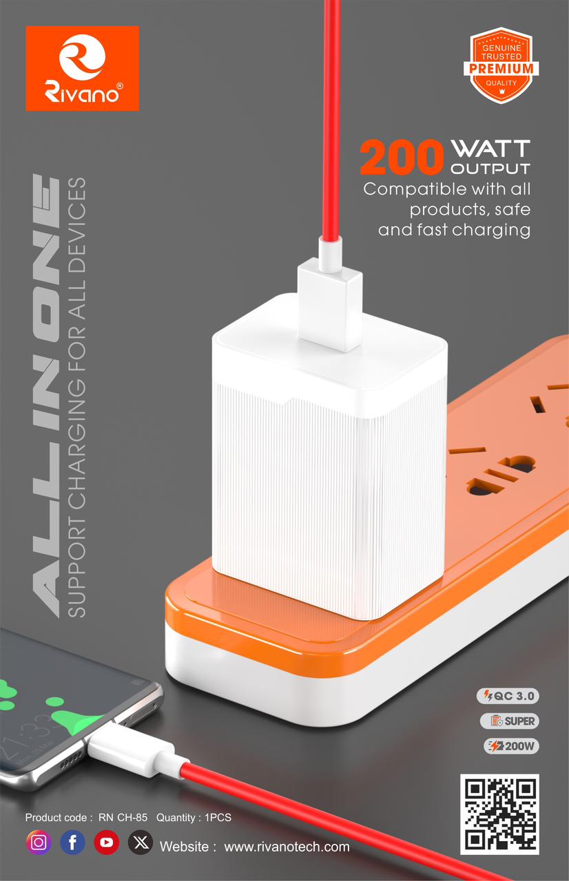 Rivano RN CH-85 200W All-In-One Super Fast Charger – The Ultimate Universal Charging Solution - Image 3