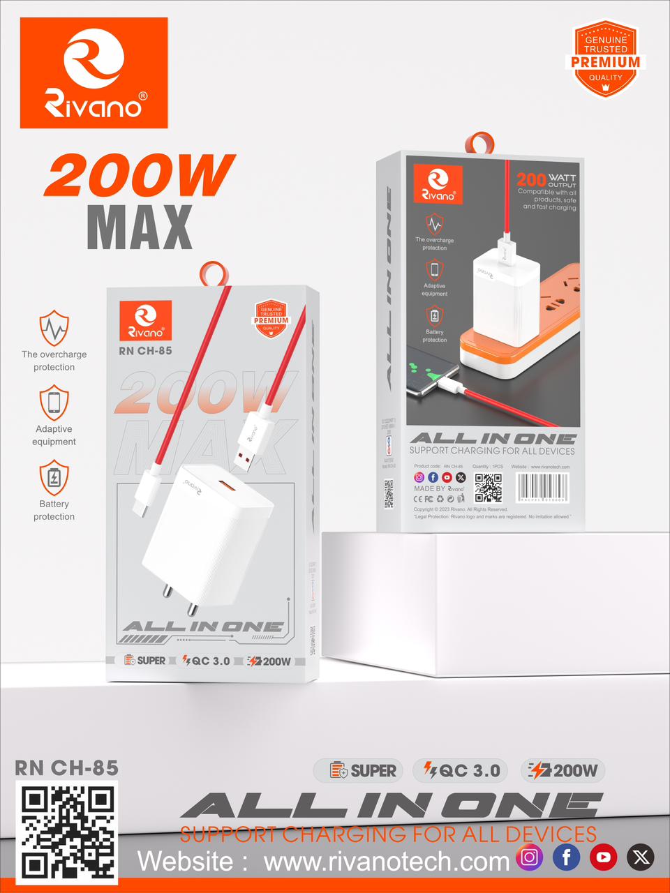 Rivano RN CH-85 200W All-In-One Super Fast Charger – The Ultimate Universal Charging Solution - Image 2