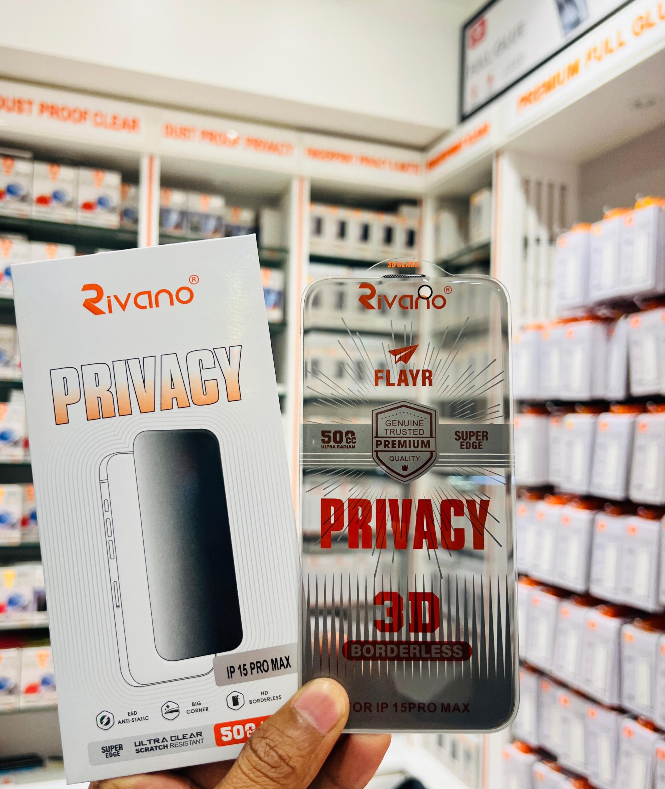 Rivano 500CC Borderless 3D Privacy Tempered Glass – Ultra Radian Screen Protector with Super Edge & ESD Anti-Static (Single Pack) - Image 3