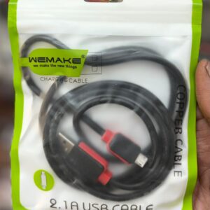 WEMAKE 2.1A Micro USB Fast Charging Cable – High-Speed Data Sync Pure Copper Cable (Black & Red)