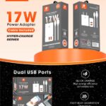 Rivano RN CH-104 Micro  V8  17W Power Adapter with Fast  USB Cable - Hyper-Charge Series